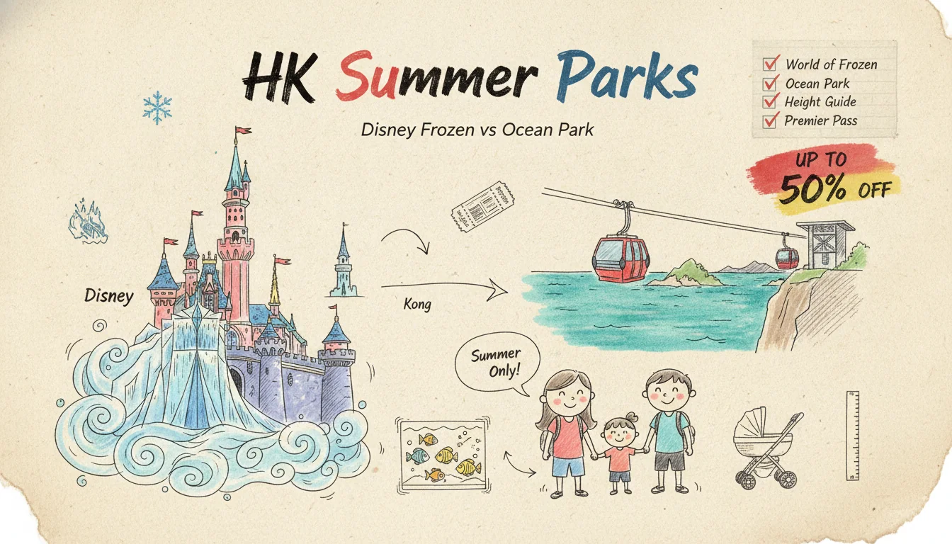 ฮ่องกงดิสนีย์แลนด์ Frozen vs โอเชี่ยนพาร์ค ลูก 5/7 ขวบเล่นกี่อย่าง 2026