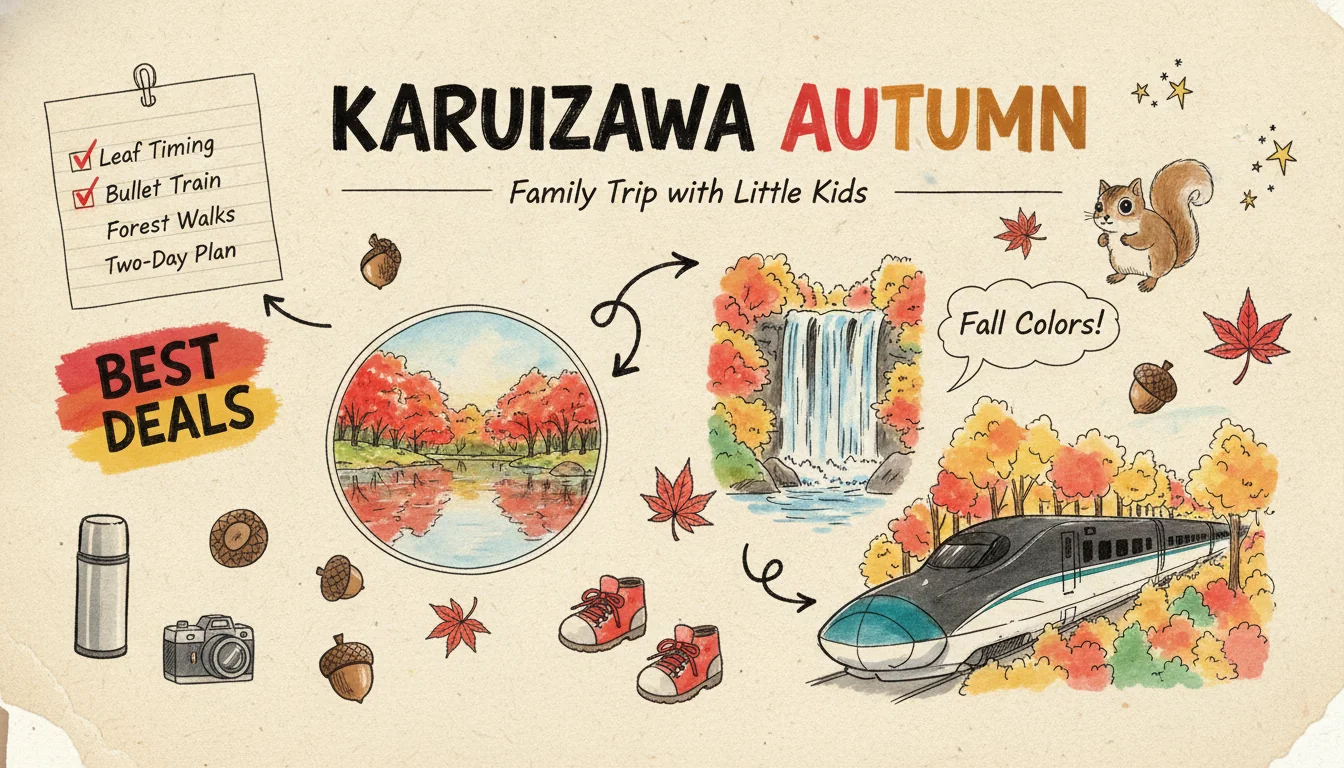 Karuizawa musim luruh dengan anak 5 dan 7 tahun: bermalam di Hoshino Area atau pergi balik dalam sehari?