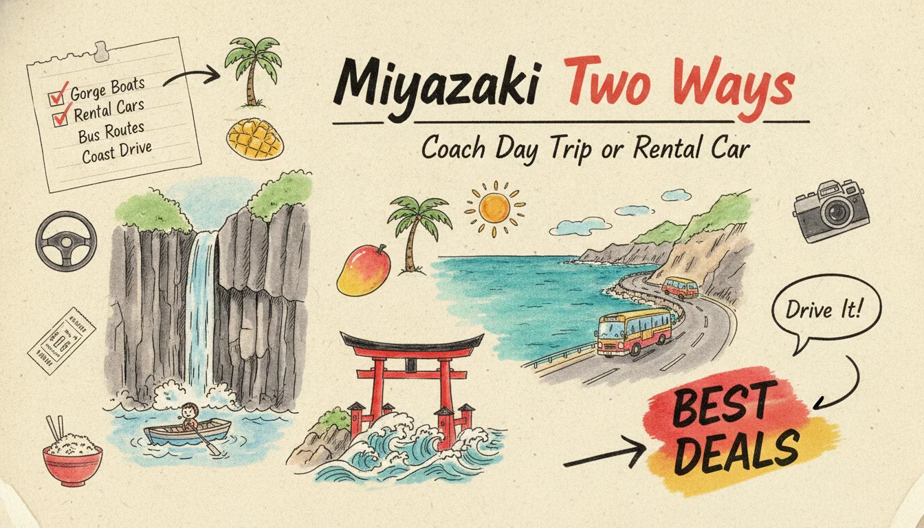 Takachiho Day Trip or Miyazaki Self-Drive? Both, Costed
