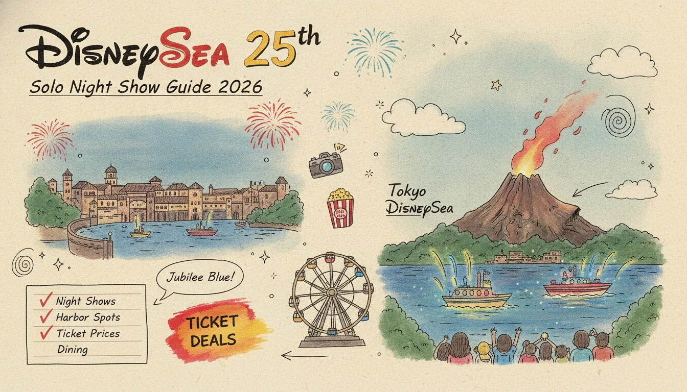 Tokyo DisneySea 25 ปี 2026: เที่ยวคนเดียวจองที่ยืนโชว์ + บัตรถูกสุด